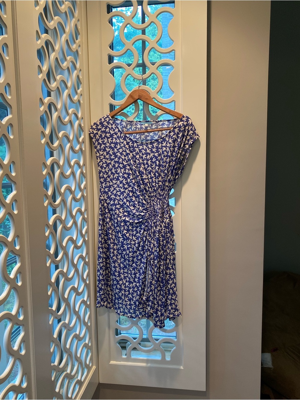 Leifnotes Purple and White Floral Twist-Front Women’s Dress